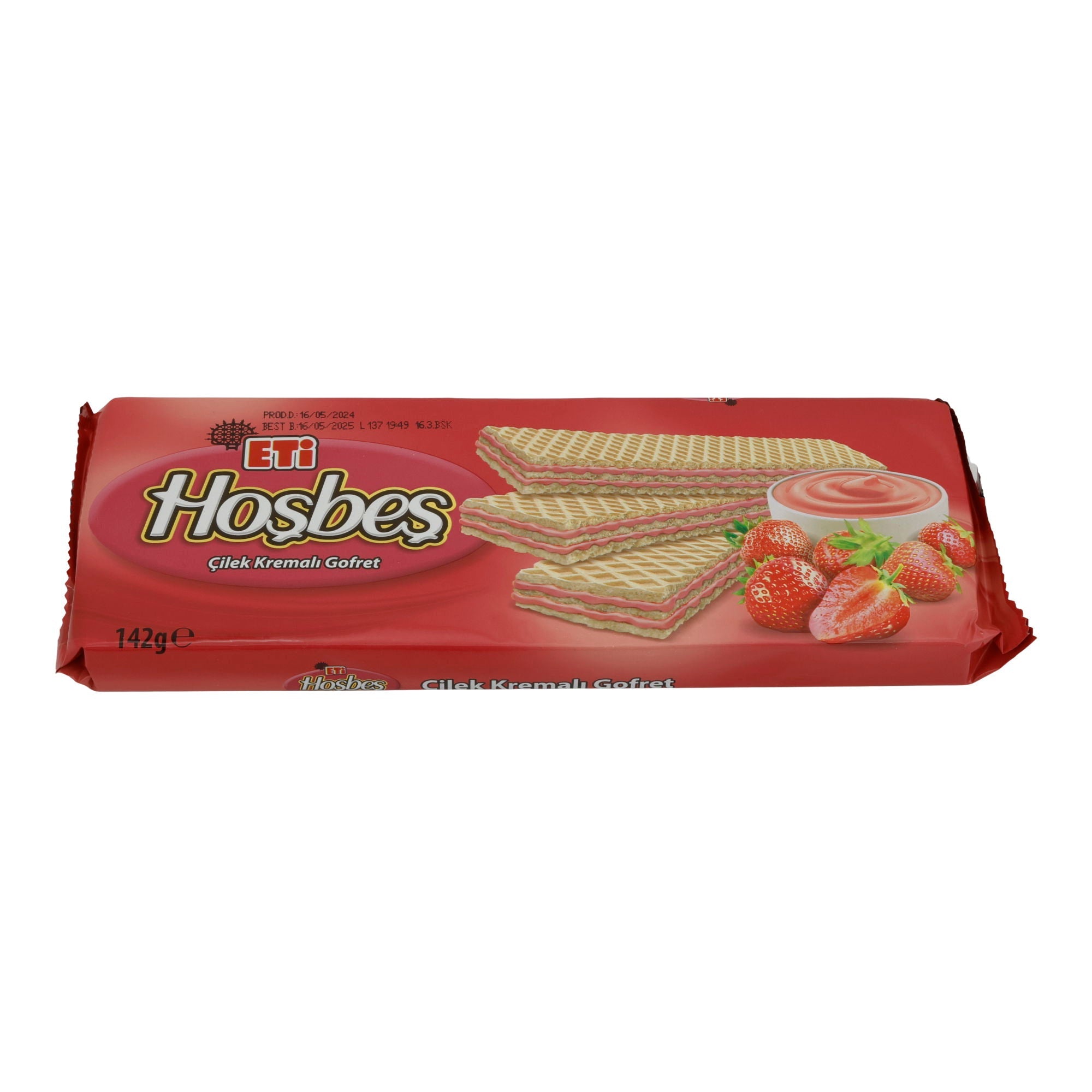Waffeln ETI Hoşbeş |Gebäck | mit cremiger Erdbeerfüllung | 142 g ETI